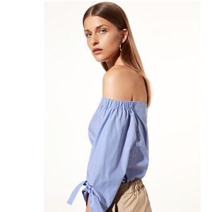 Aritiza “Babaton” Malika  Stripe Off Shoulder Top